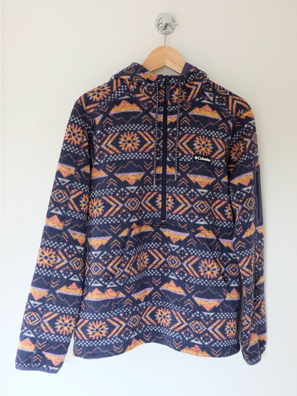 Columbia Southwestern Print Hooded Zip Fleece Granola Gorpcore Pullover size L